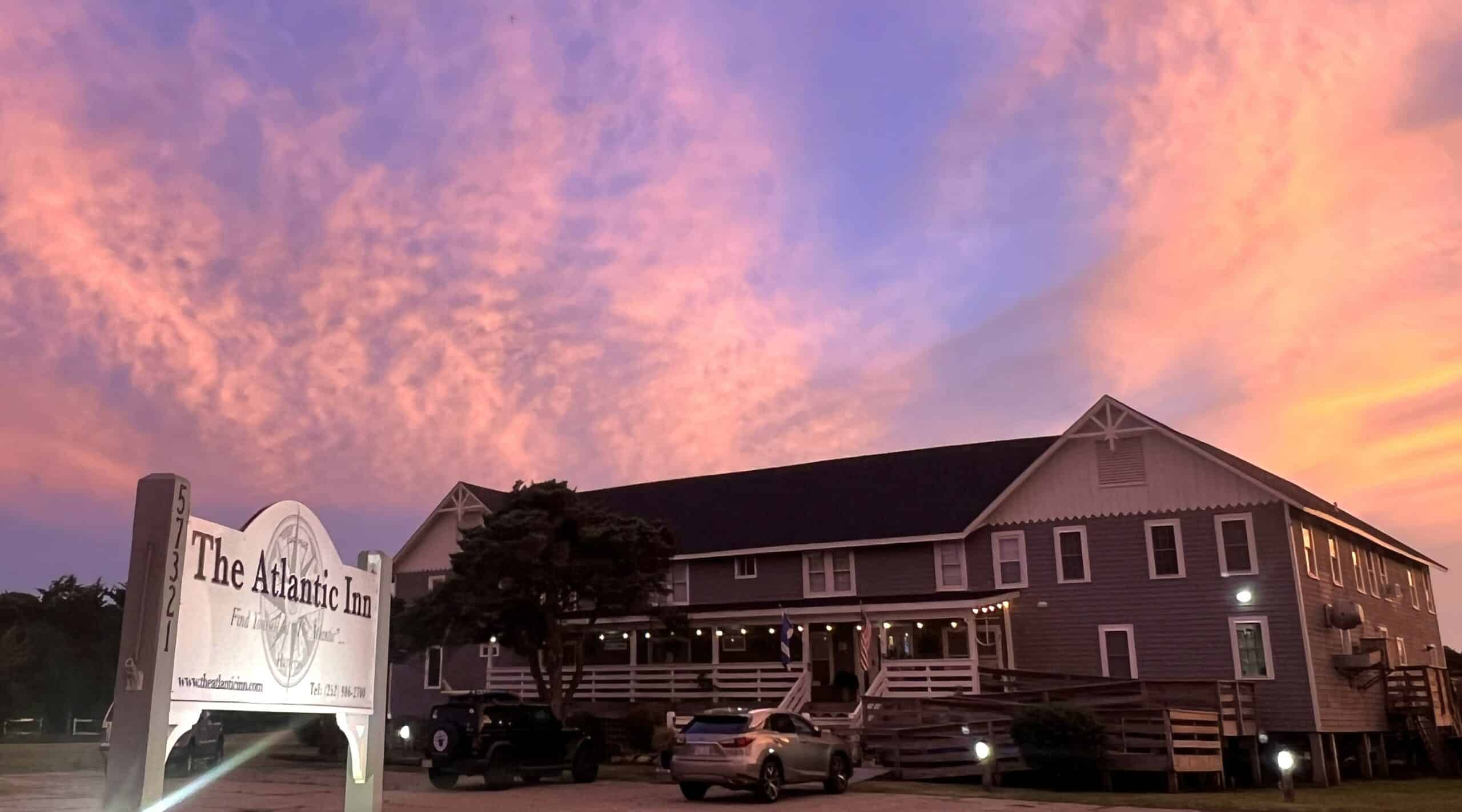 Sunset view of the Atlantic Inn for sale in North Carolina
